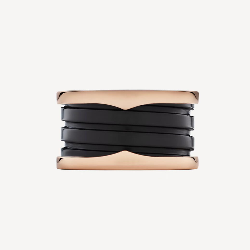 [Violet JW]ZERO 1 FOUR-BAND LOOPS AND BLACK CERAMIC SPIRAL PINK GOLD RING