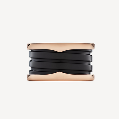 [Violet JW]ZERO 1 FOUR-BAND LOOPS AND BLACK CERAMIC SPIRAL PINK GOLD RING