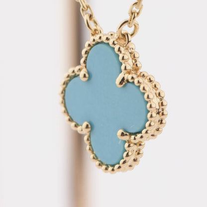 [Violet JW]CLOVER 15MM VINTAGE TURQUOISE NECKLACE