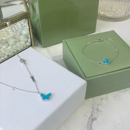 [Violet JW]BUTTERFLY TURQUOISE BUTTERFLY BRACELET SILVER