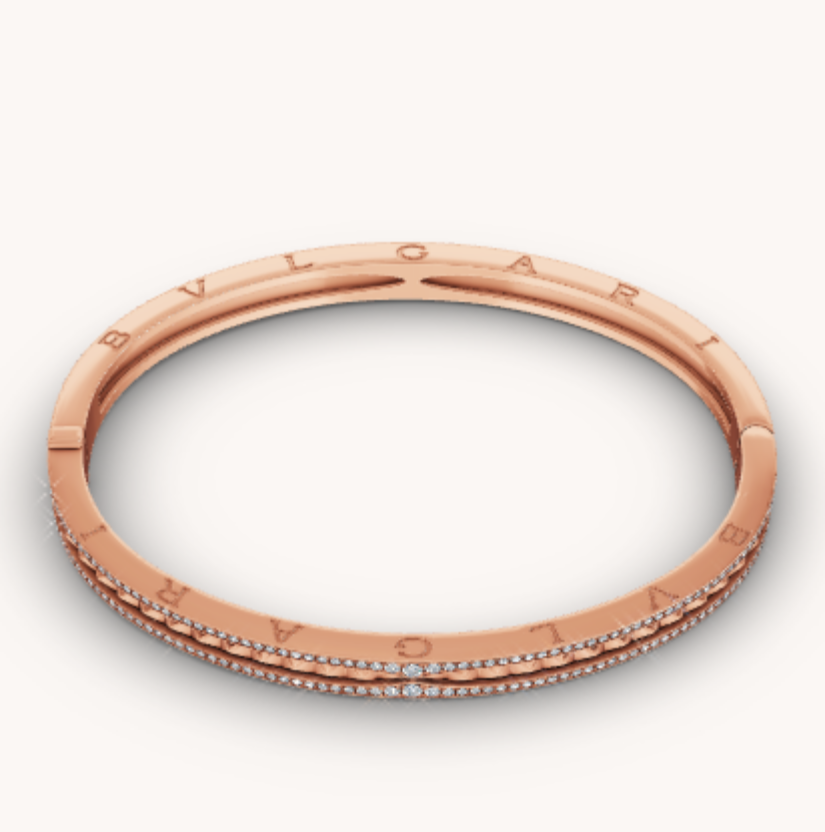 [Violet JW]ZERO 1 SPIRAL AND PAVED DIAMOND PINK GOLD BRACELET