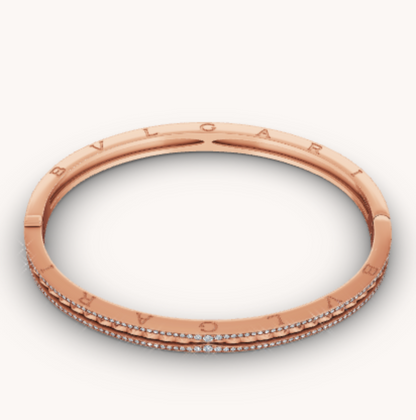 [Violet JW]ZERO 1 SPIRAL AND PAVED DIAMOND PINK GOLD BRACELET