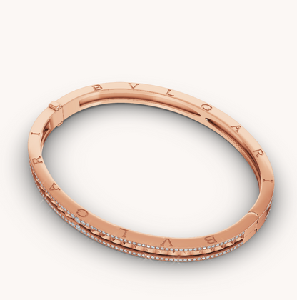[Violet JW]ZERO 1 SPIRAL AND PAVED DIAMOND PINK GOLD BRACELET