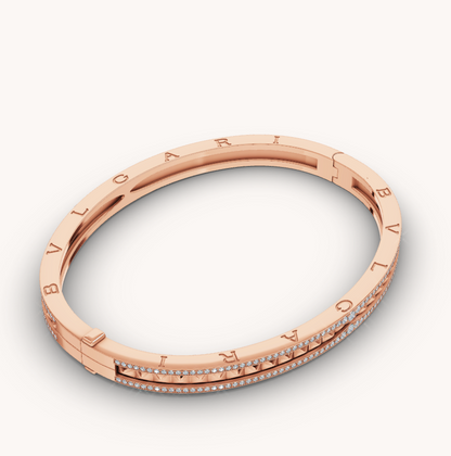 [Violet JW]ZERO 1 SPIRAL AND PAVED DIAMOND PINK GOLD BRACELET