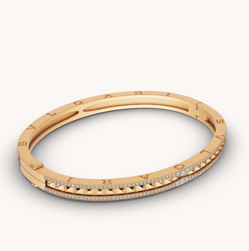 [Violet JW]ZERO 1 SPIRAL AND PAVED DIAMOND GOLD BRACELET