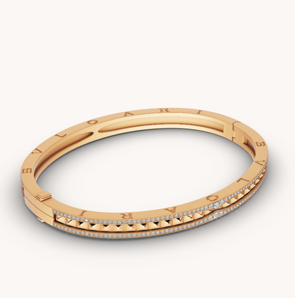[Violet JW]ZERO 1 SPIRAL AND PAVED DIAMOND GOLD BRACELET