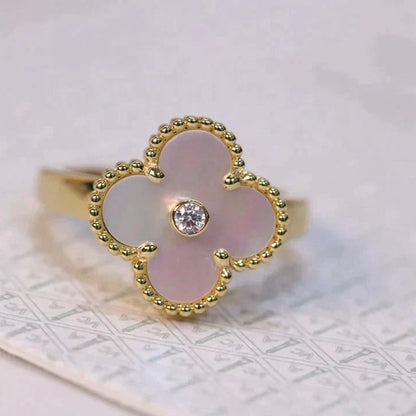 [Violet JW]CLOVER PINK MOP RING GOLD DIAMOND