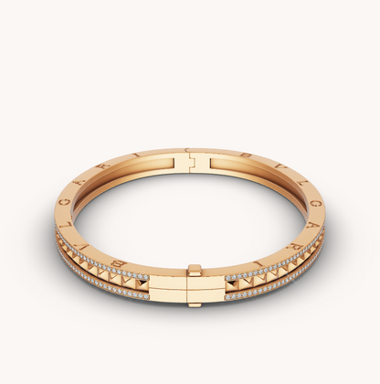 [Violet JW]ZERO 1 SPIRAL AND PAVED DIAMOND GOLD BRACELET