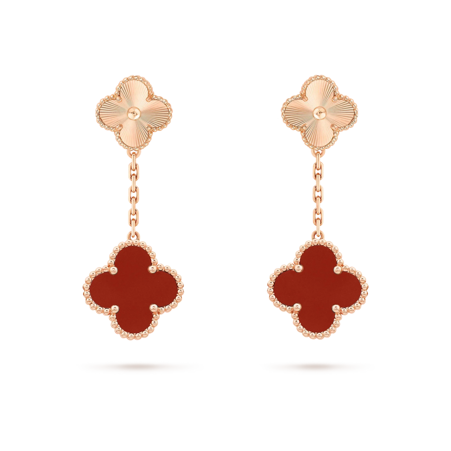 [Violet JW]CLOVER 2 MOTIF  LASER CARNELIAN EARRINGS