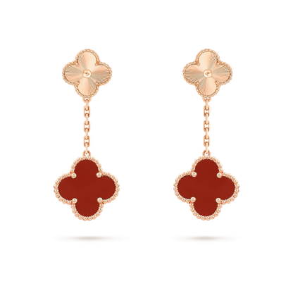 [Violet JW]CLOVER 2 MOTIF  LASER CARNELIAN EARRINGS