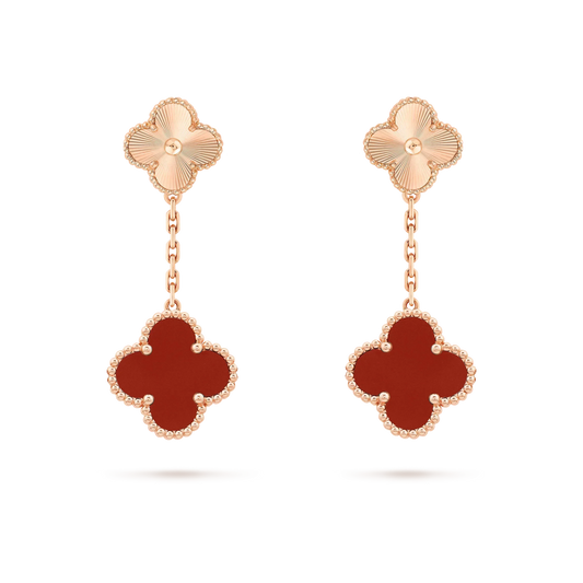 [Violet JW]CLOVER 2 MOTIF  LASER CARNELIAN EARRINGS