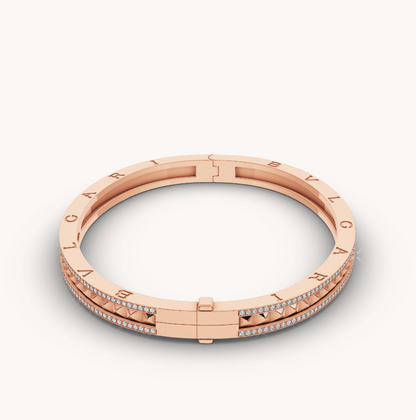 [Violet JW]ZERO 1 SPIRAL AND PAVED DIAMOND PINK GOLD BRACELET