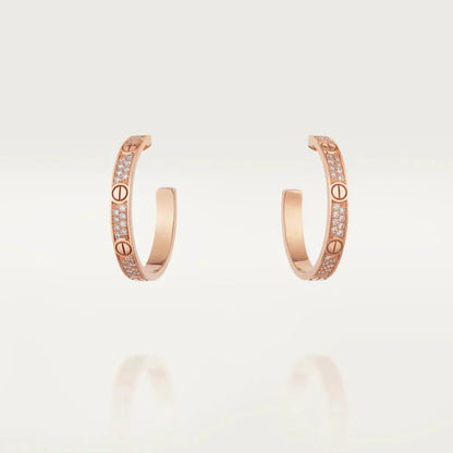 [Violet JW]LOVE DIAMOND PINK GOLD HOOP EARRINGS