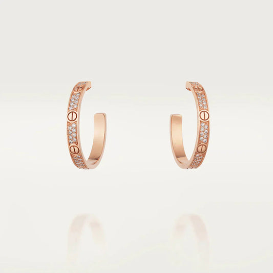 [Violet JW]LOVE DIAMOND PINK GOLD HOOP EARRINGS