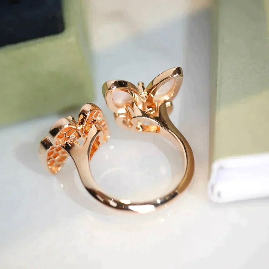 [Violet JW]TWIN BUTTERFLY DIAMOND MOP RING