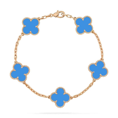 [Violet JW]CLOVER 5 MOTIFS BLUE AGATE BRACELET
