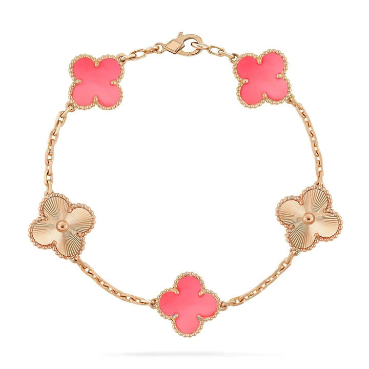 [Violet JW]CLOVER BRACELET 5 MOTIF PINK AND PINK GOLD