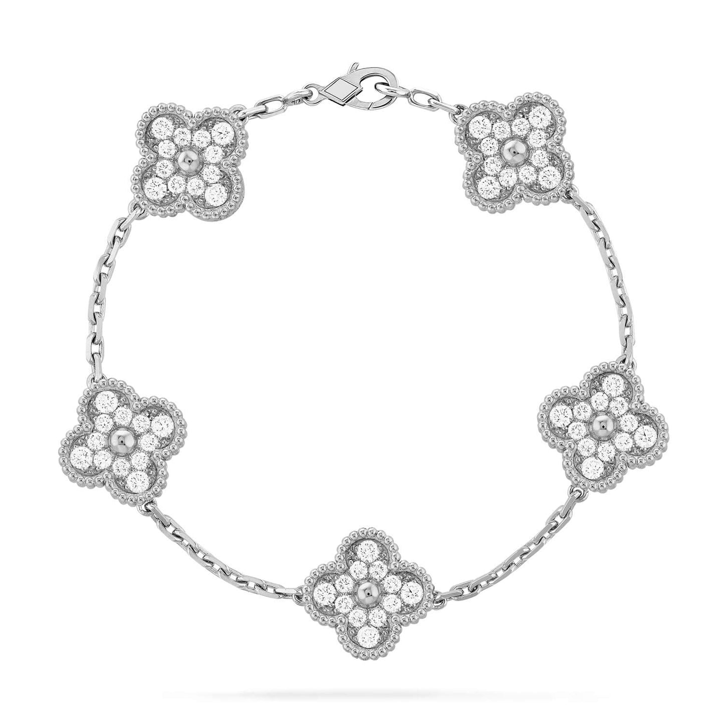 [Violet JW]CLOVER 5 MOTIFS  DIAMOND BRACELET SILVER