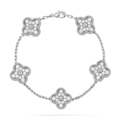 [Violet JW]CLOVER 5 MOTIFS  DIAMOND BRACELET SILVER