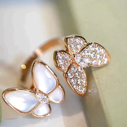 [Violet JW]TWIN BUTTERFLY DIAMOND MOP RING