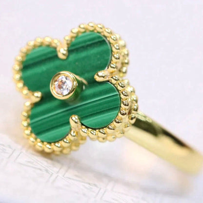 [Violet JW]CLOVER MALACHITE RING GOLD DIAMOND