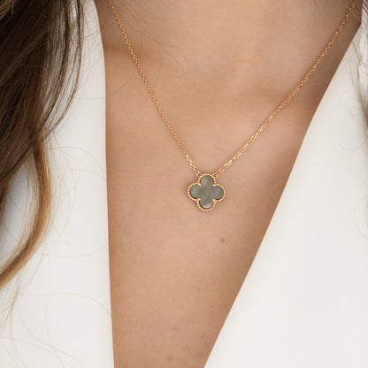 [Violet JW]CLOVER 15MM  GRAY MOTHER OF PEARL NECKLACE