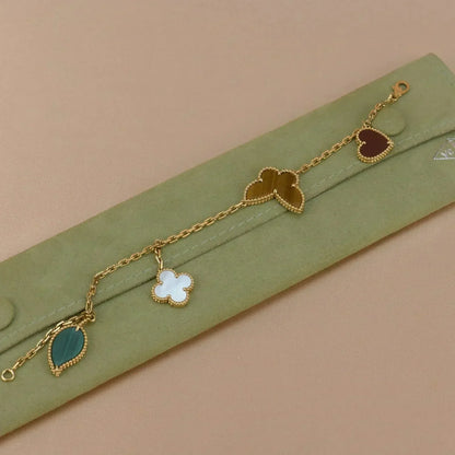 [Violet JW]LUCKY SPRING 5 MOTIF GOLD BRACELET