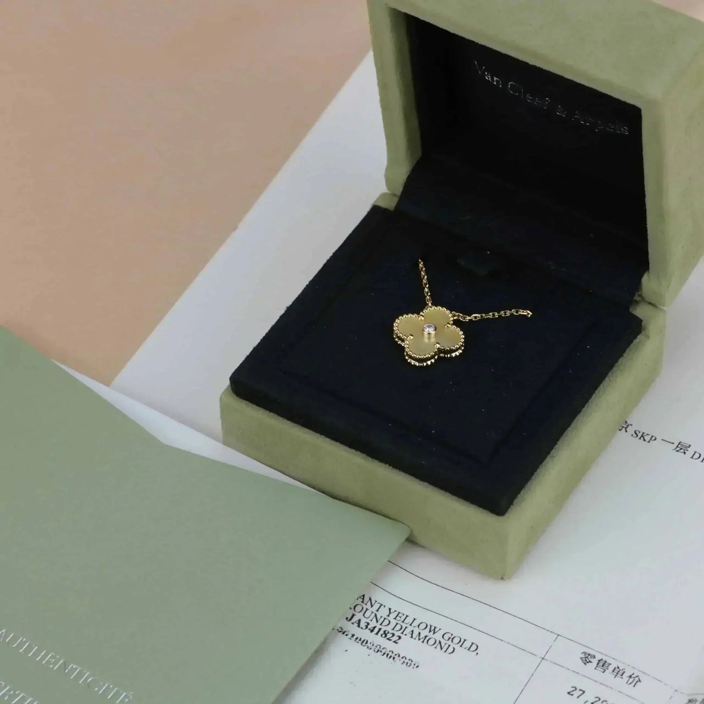 [Violet JW]CLOVER 15MM DIAMOND GOLD MOTHER OF PEARL NECKLACE