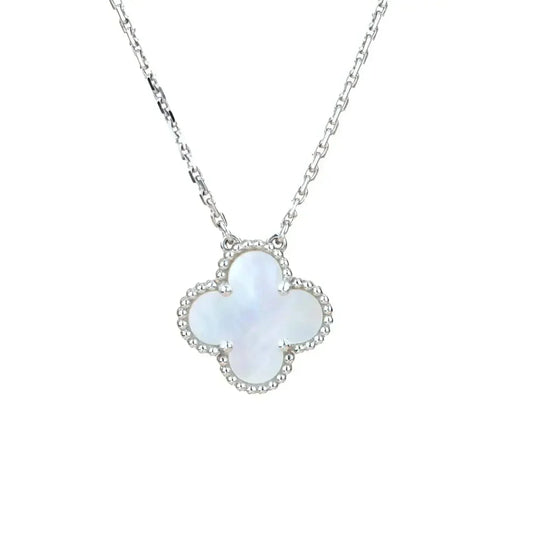 [Violet JW]CLOVER  15MM WHITE MOTHER-OF-PEARL SILVER
