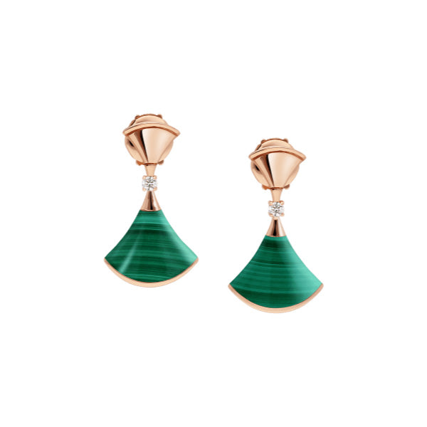 [Violet JW]DREAM MALACHITE PINK GOLD EARRINGS