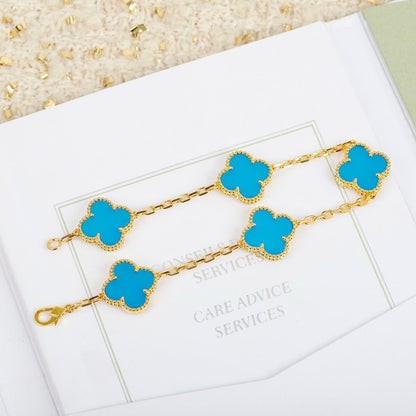 [Violet JW]CLOVER 5 MOTIFS TURQUOISE BRACELET