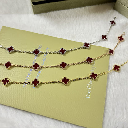 [Violet JW]CLOVER 6 MOTIF RED AGATE BRACELET