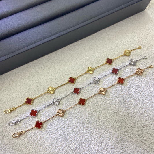 [Violet JW]CLOVER 6 MOTIF RED AGATE LASER BRACELET