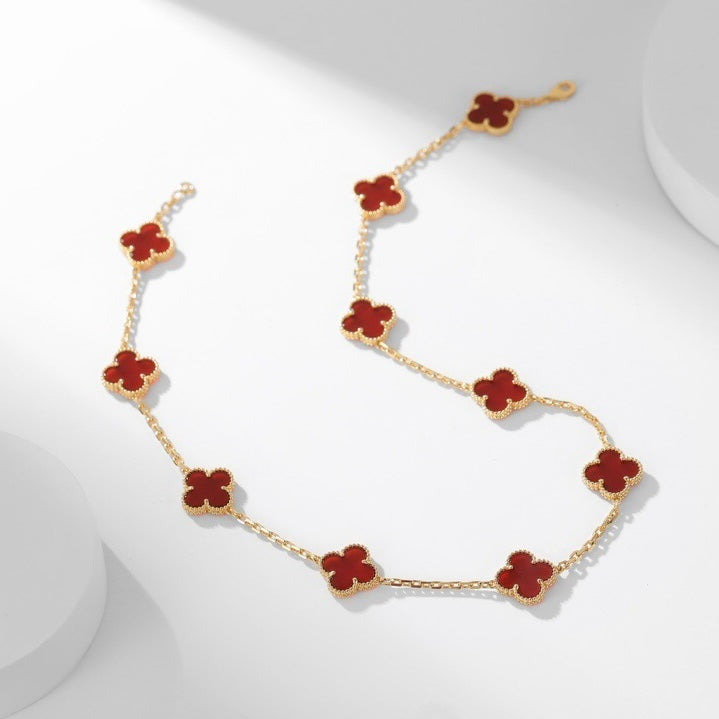 [Violet JW]CLOVER 10 MOTIFS CARNELIAN NECKLACE