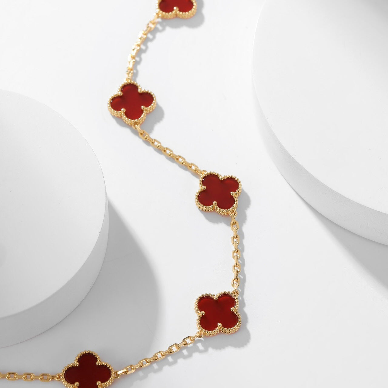 [Violet JW]CLOVER 10 MOTIFS CARNELIAN NECKLACE