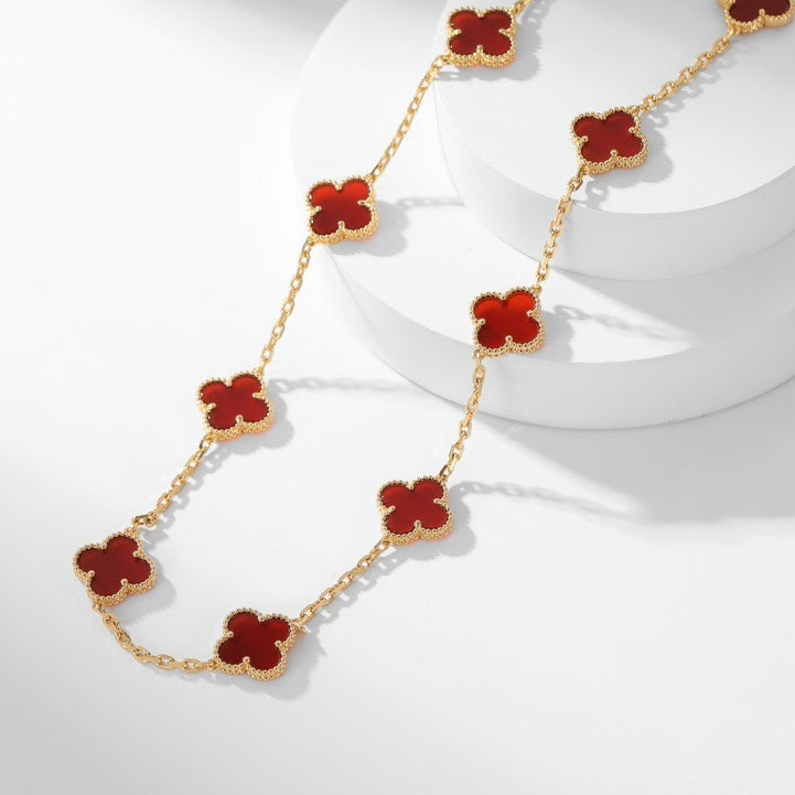 [Violet JW]CLOVER 10 MOTIFS CARNELIAN NECKLACE