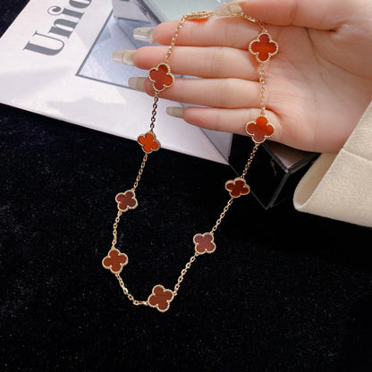 [Violet JW]CLOVER 10 MOTIFS CARNELIAN NECKLACE