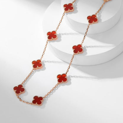 [Violet JW]CLOVER 10 MOTIFS CARNELIAN NECKLACE