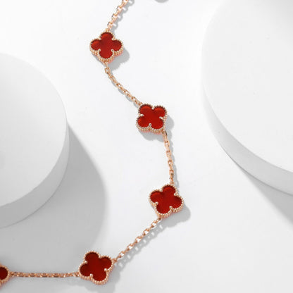 [Violet JW]CLOVER 10 MOTIFS CARNELIAN NECKLACE