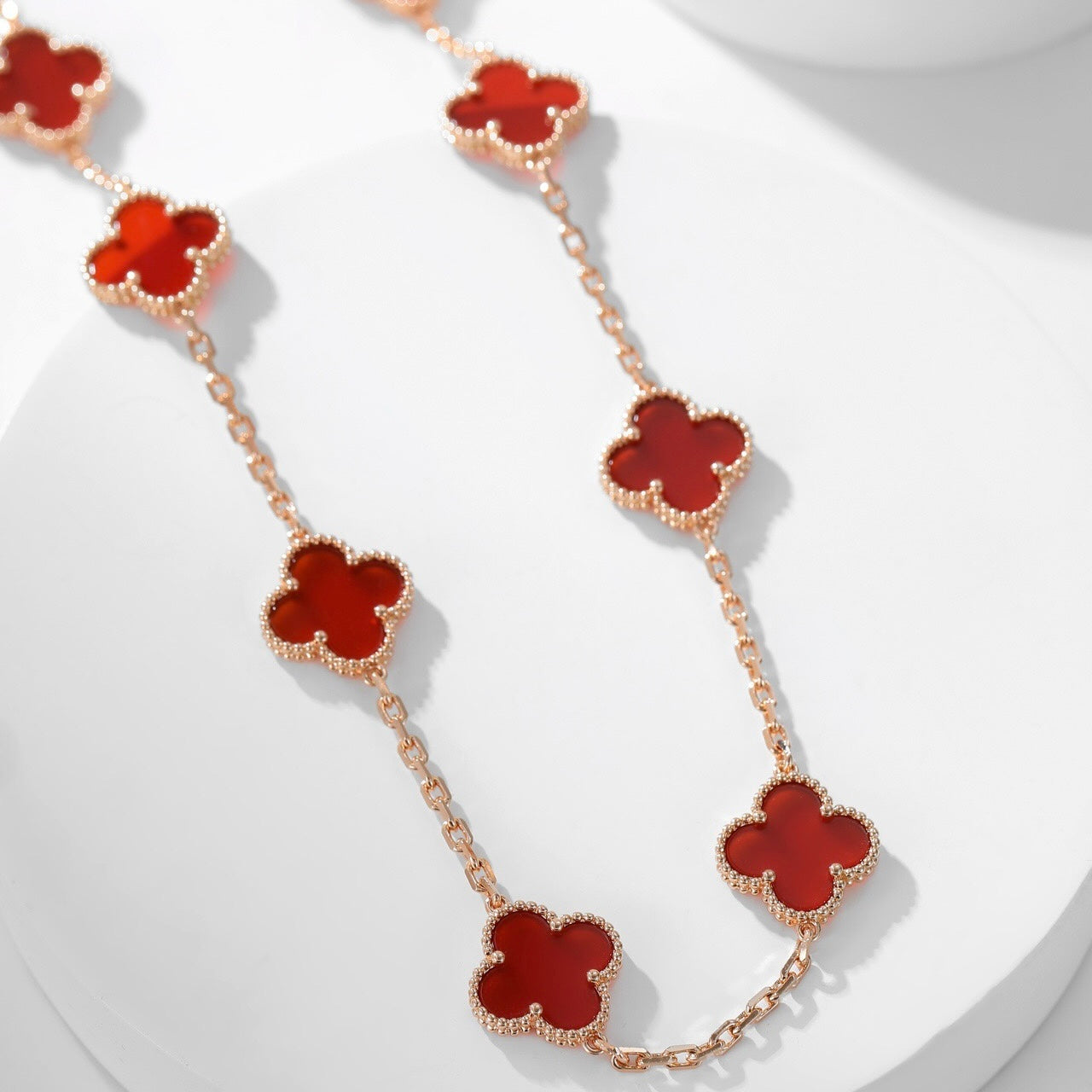 [Violet JW]CLOVER 10 MOTIFS CARNELIAN NECKLACE