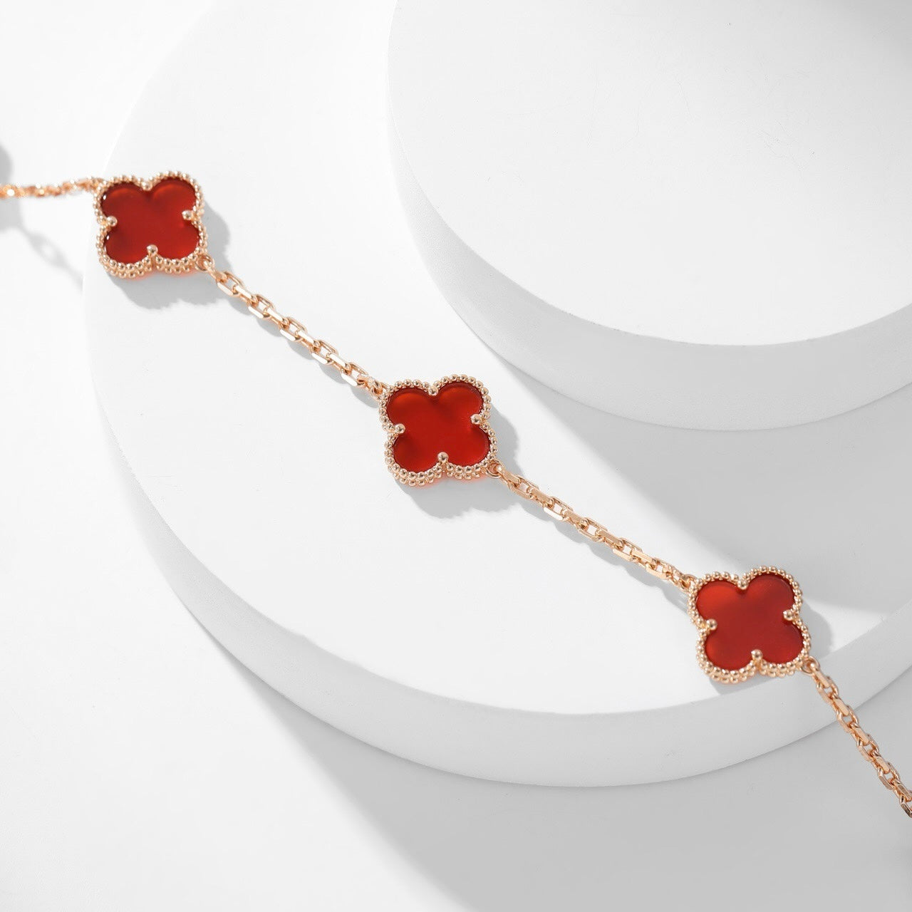 [Violet JW]CLOVER 10 MOTIFS CARNELIAN NECKLACE