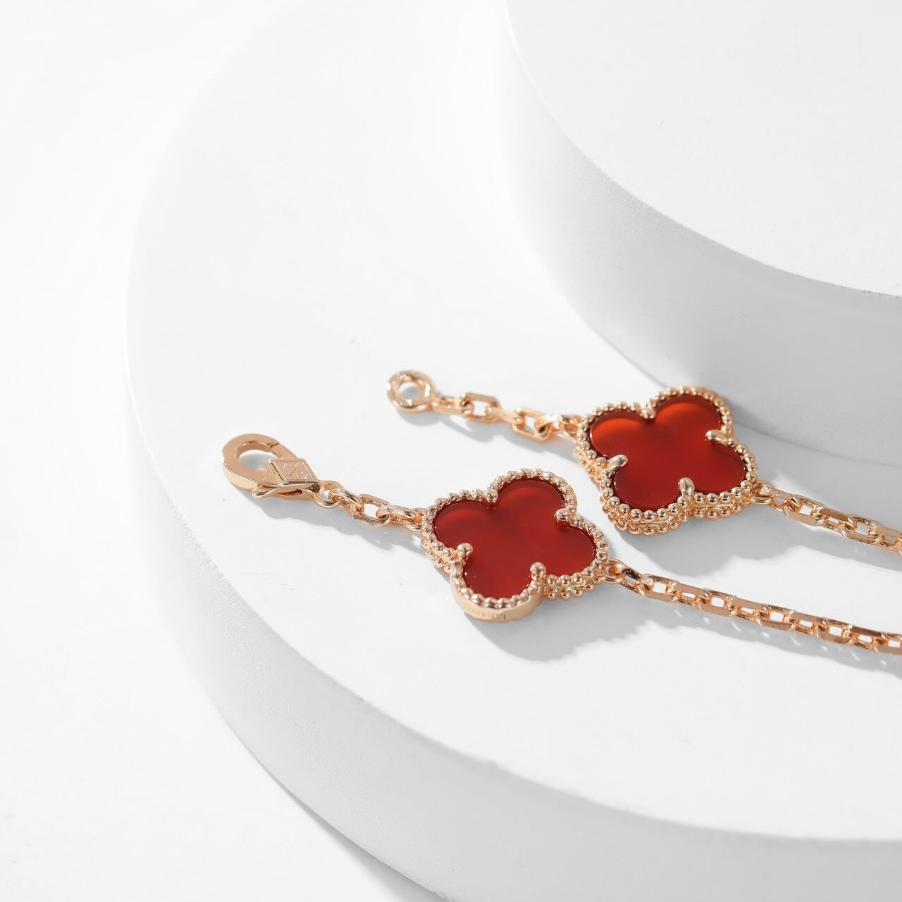 [Violet JW]CLOVER 10 MOTIFS CARNELIAN NECKLACE