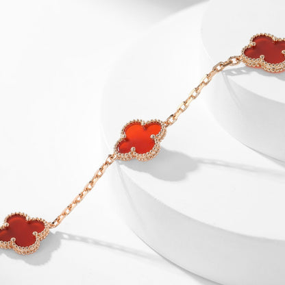 [Violet JW]CLOVER 10 MOTIFS CARNELIAN NECKLACE