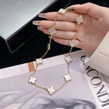 [Violet JW]CLOVER 10 MOTIFS WHITE MOTHER OF PEARL NECKLACE