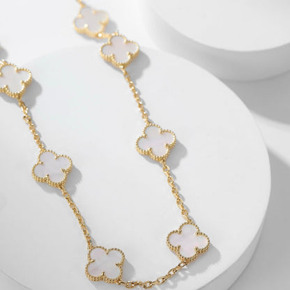 [Violet JW]CLOVER 10 MOTIFS WHITE MOTHER OF PEARL NECKLACE