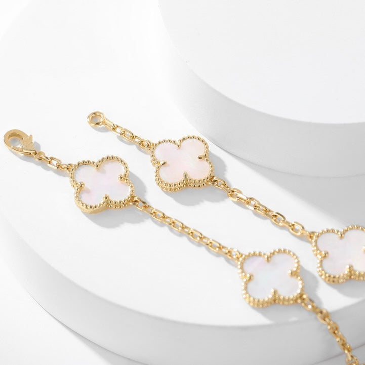 [Violet JW]CLOVER 10 MOTIFS WHITE MOTHER OF PEARL NECKLACE