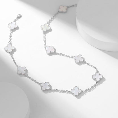 [Violet JW]CLOVER 10 MOTIFS WHITE MOTHER OF PEARL NECKLACE