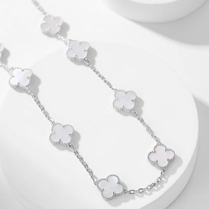 [Violet JW]CLOVER 10 MOTIFS WHITE MOTHER OF PEARL NECKLACE