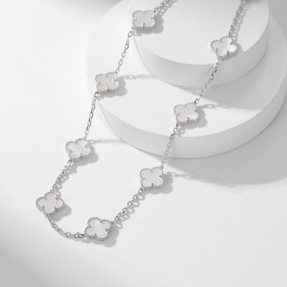 [Violet JW]CLOVER 10 MOTIFS WHITE MOTHER OF PEARL NECKLACE