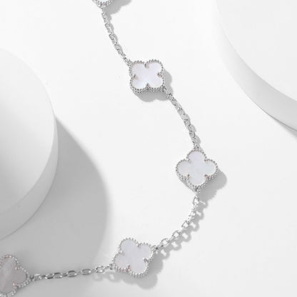 [Violet JW]CLOVER 10 MOTIFS WHITE MOTHER OF PEARL NECKLACE